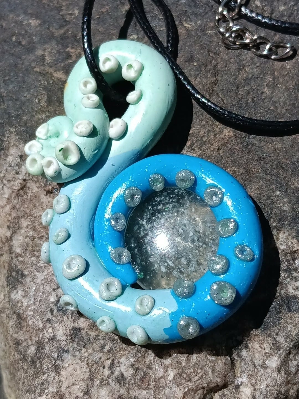 Handmade Blue Fade 'Ice' Octopus Tentacle Pendant Necklace